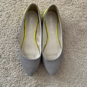 Aldo Grey Flats with Yellow Accent